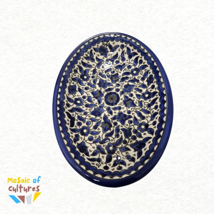 Oval Serving Plate — Hand-Painted Hebron Ceramic