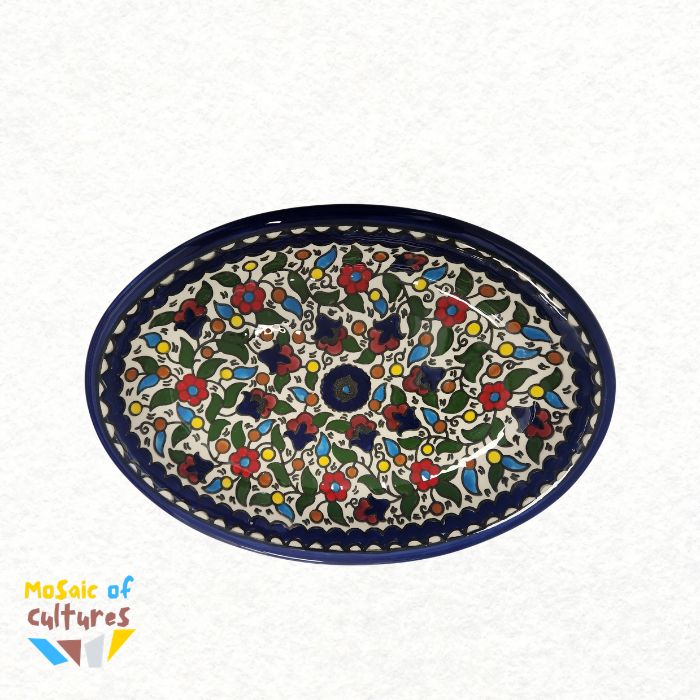 Oval Serving Plate — Hand-Painted Hebron Ceramic