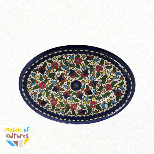 Oval Serving Plate — Hand-Painted Hebron Ceramic