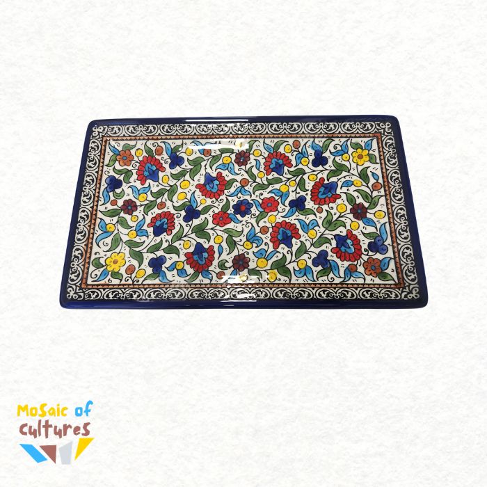 Rectangle Serving Plate — Hand-Painted Hebron Ceramic