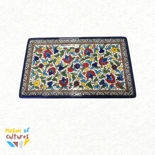 Rectangle Serving Plate — Hand-Painted Hebron Ceramic