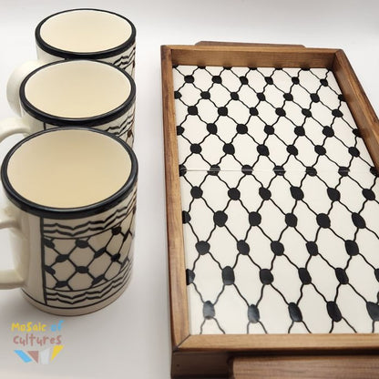 Kufiyyah Pattern Tray with Mugs