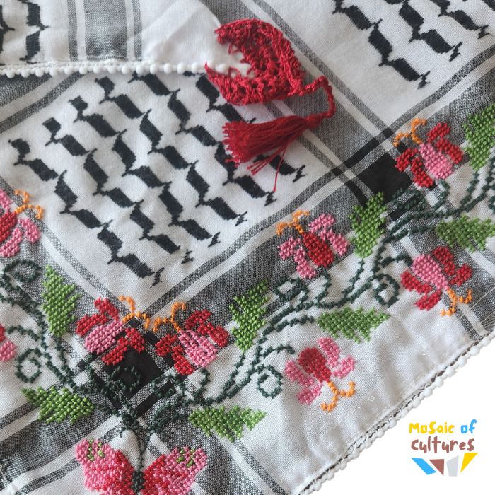 Kuffiyyeh Embroided Scarf Iris