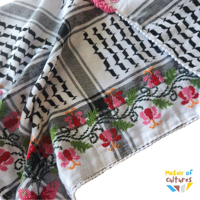 Kuffiyyeh Embroided Scarf Iris