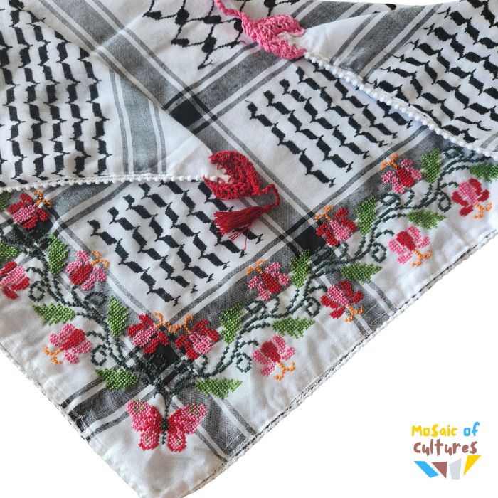 Kuffiyyeh Embroided Scarf Iris