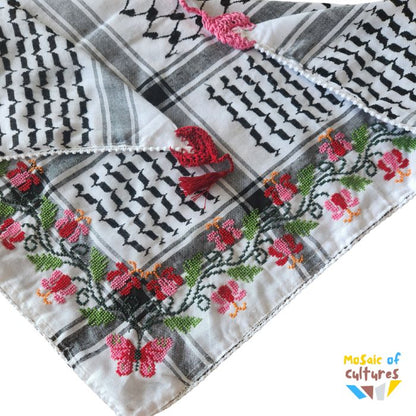 Kuffiyyeh Embroided Scarf Iris