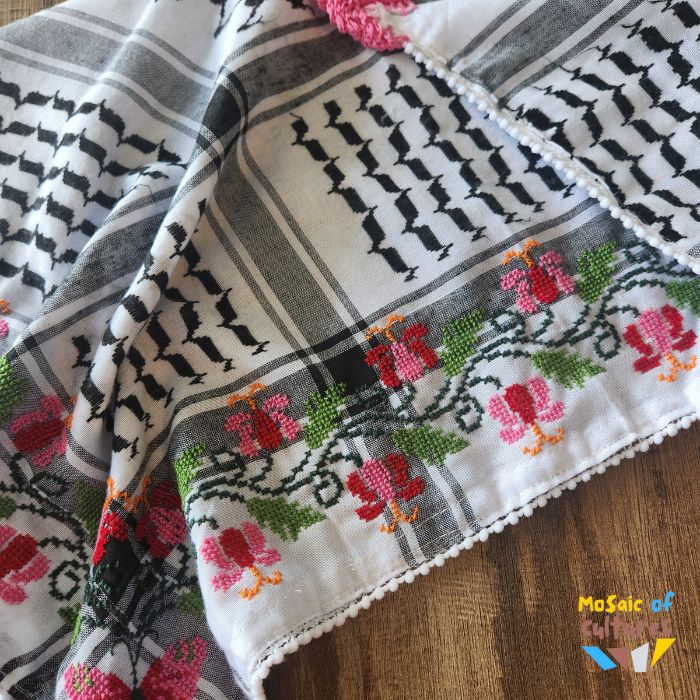 Kuffiyyeh Embroided Scarf Iris